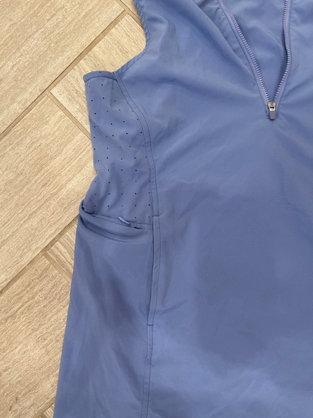Sleeveless Hooded Swim Cover up/Athletic Dress - Periwinkle Blue - Picture 3 of 5